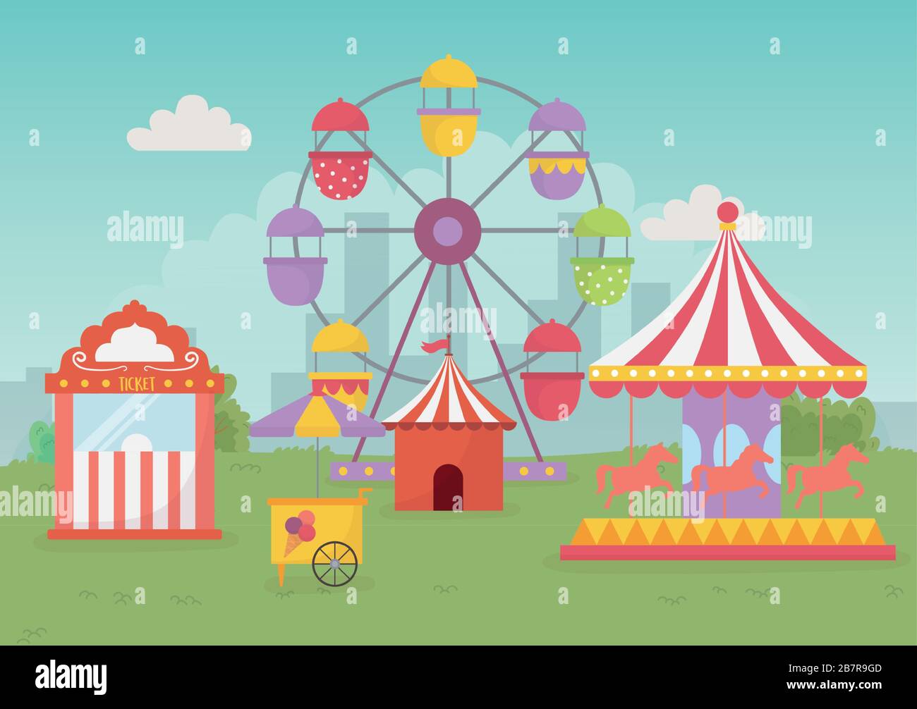 fun fair carnival tent carousel balloons ferris wheel recreation ...