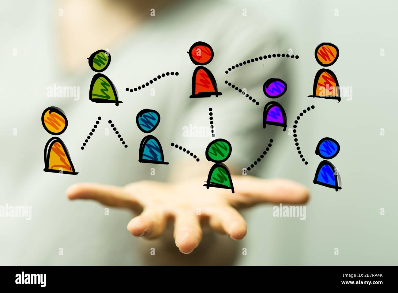 Person presenting the virtual projection of a group of people Stock ...