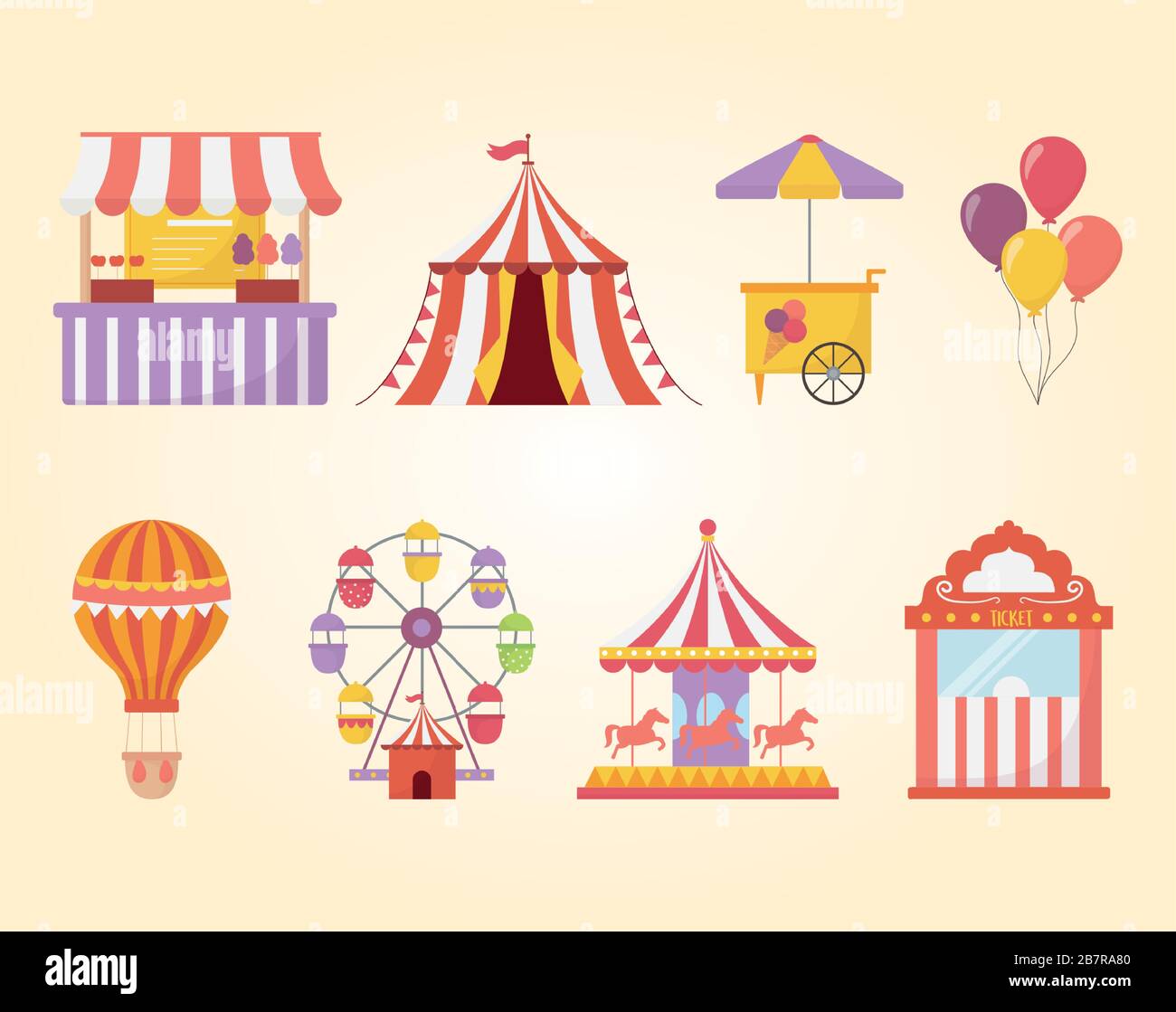 fun fair carnival recreation tent carousel balloons booth food ice ...