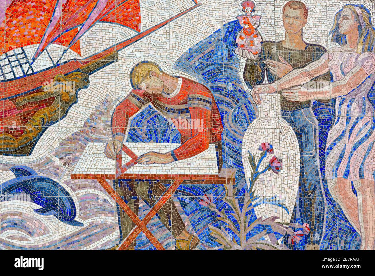 Tile mosaic on Yalta Art Gallery,Crimea,Ukraine,Eeastern Europe Stock Photo