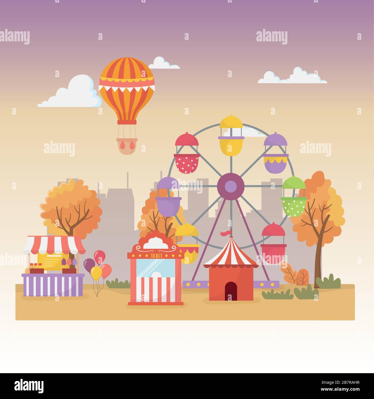 fun fair carnival booth tent balloons air balloon ferris wheel city ...