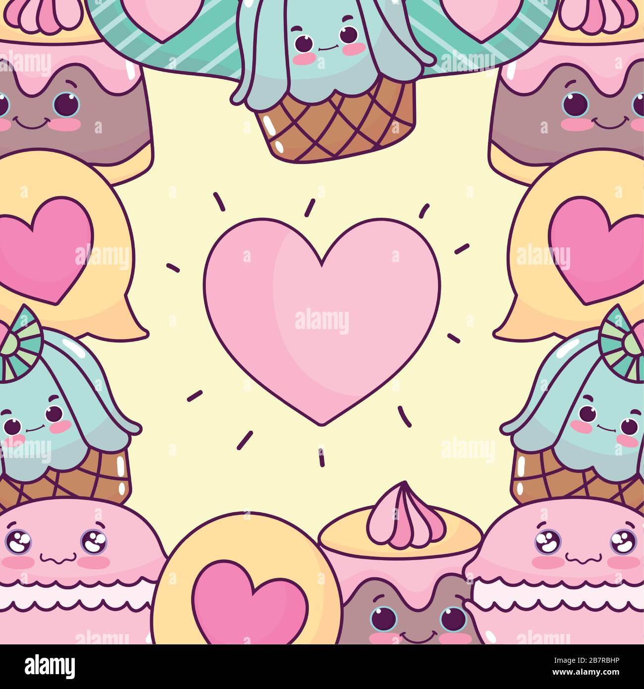 food cute heart sweet jelly cupcake macaroon biscuit background vector ...