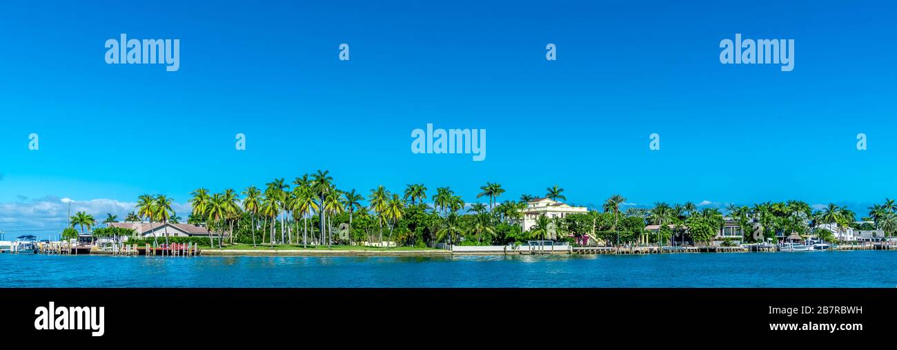 Luxury water front mansions in Miami, Florida Stock Photo