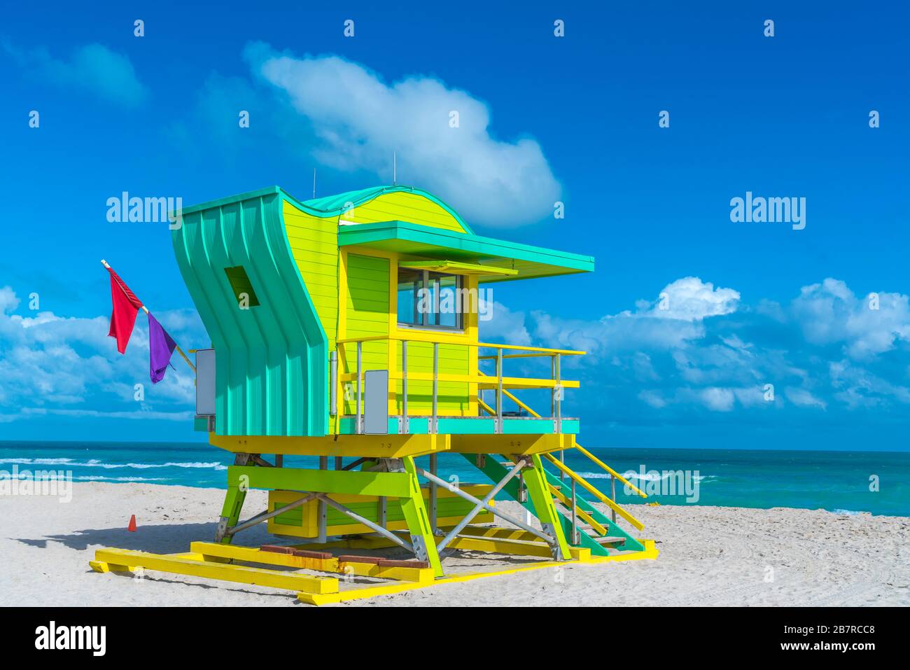 Lifeguard stand in Miami beach, Florida Stock Photo