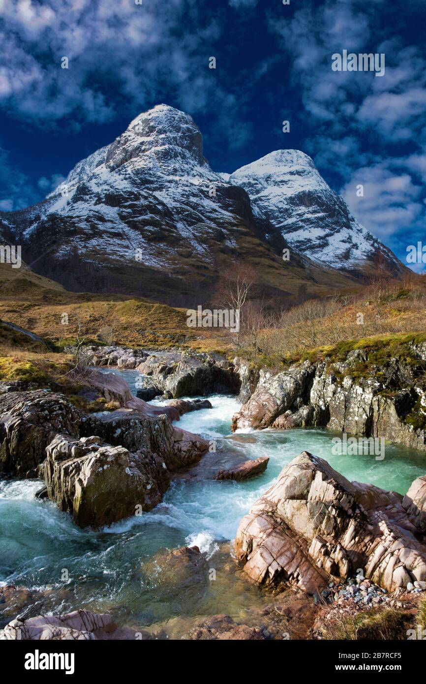 River Coe, Glencoe, highlands, Scotland, Uk. Stock Photo