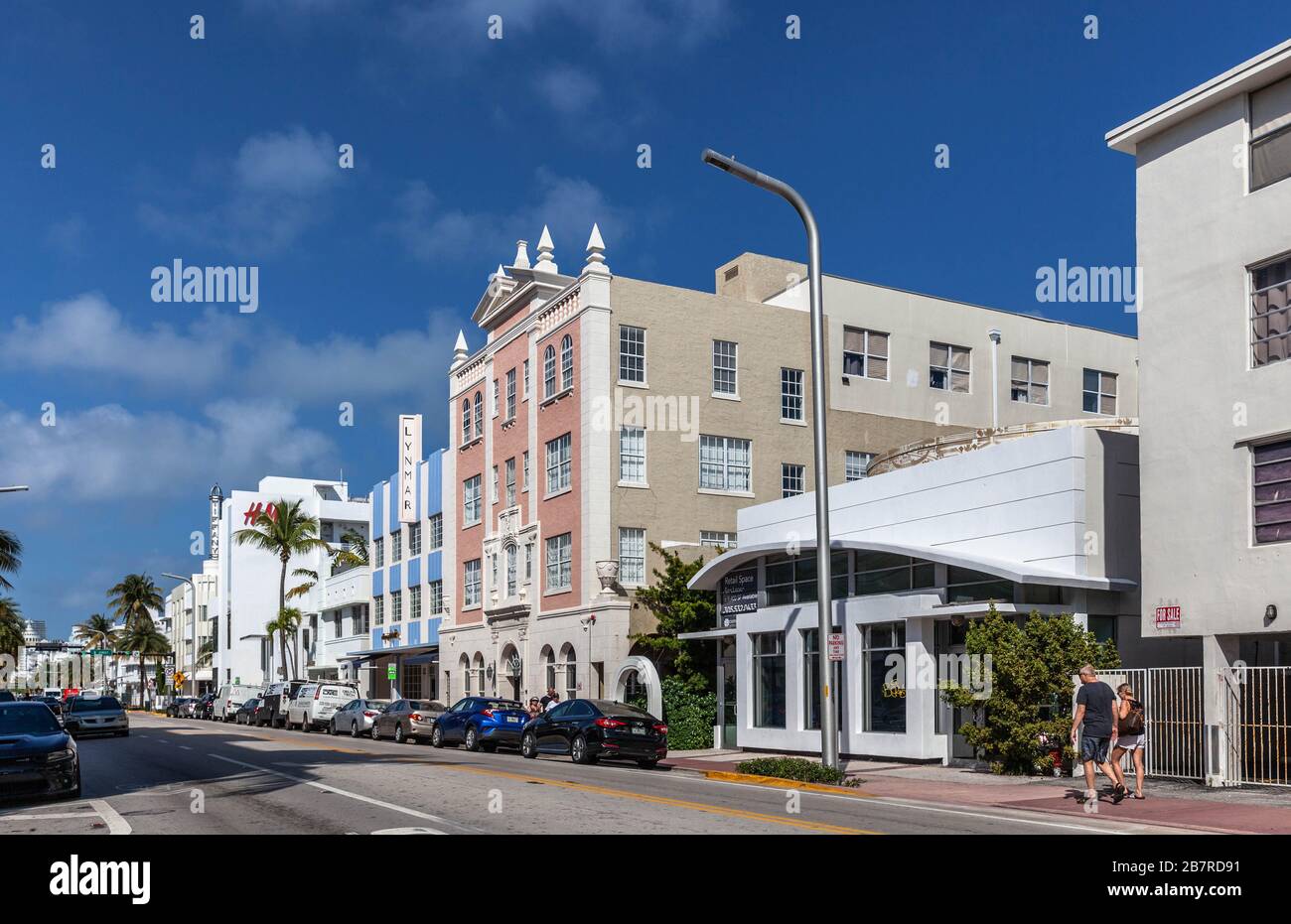 Collins Avenue street scene and architecture, Miami Beach, Florida, USA
