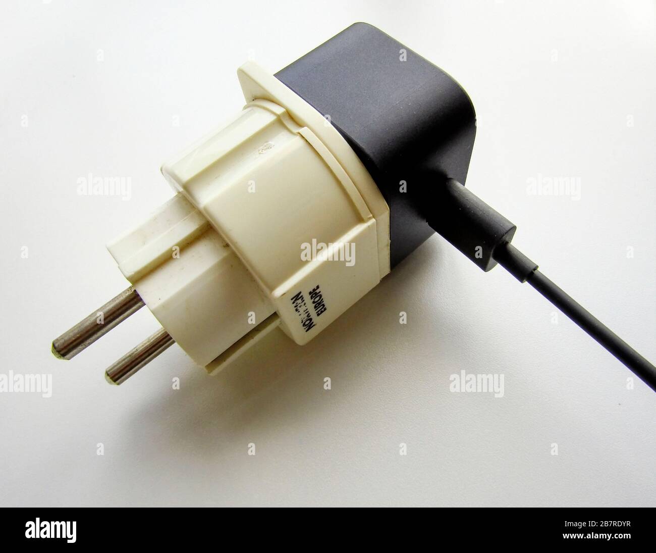 European Plug Adapter Uk 3 Pin Plug To European 2 Pin Plug Travel Adapter Stock Photo Alamy