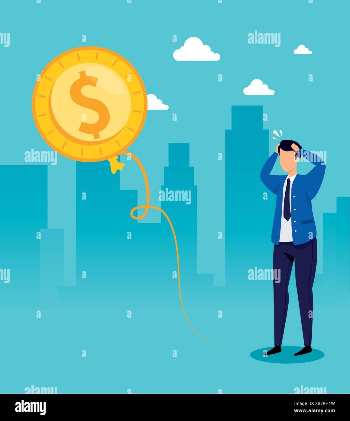 stock market crash with businessman and cash money Stock Vector Image ...