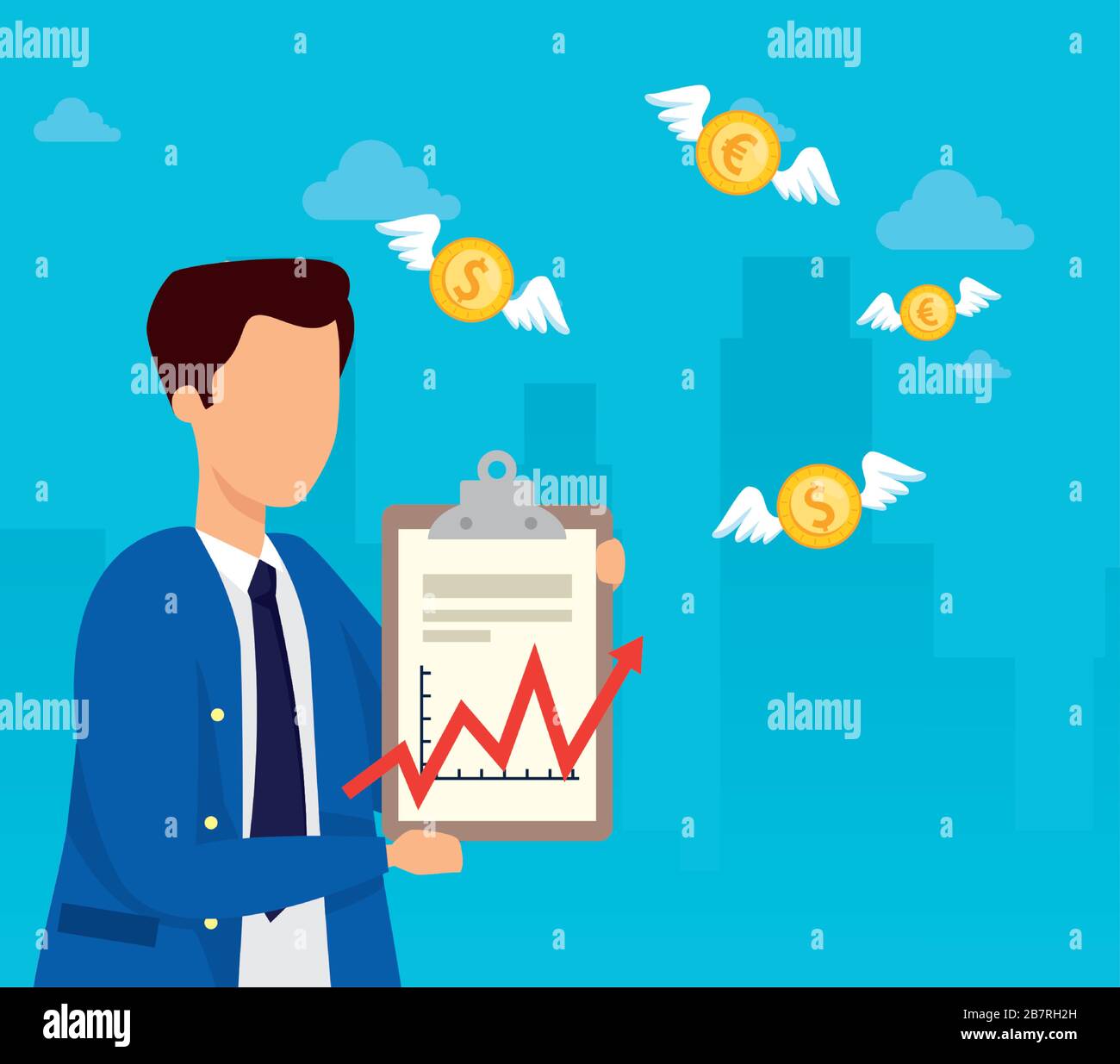 stock market crash with businessman and coins Stock Vector Image & Art ...