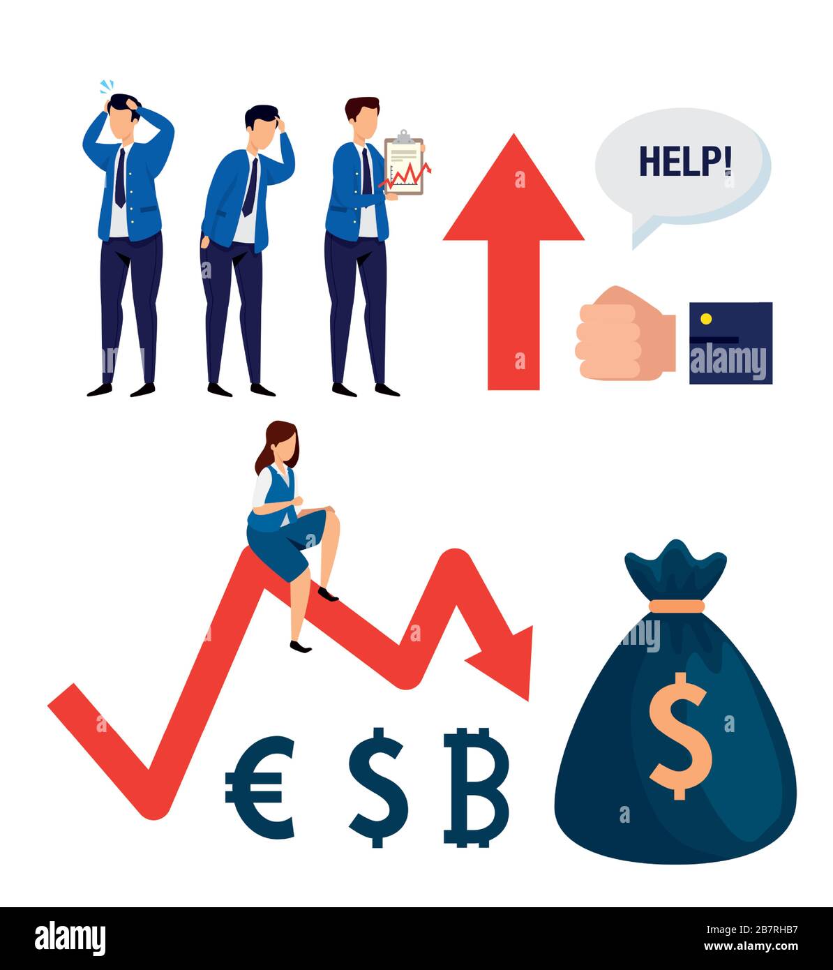 stock market crash with set icons Stock Vector Image & Art - Alamy