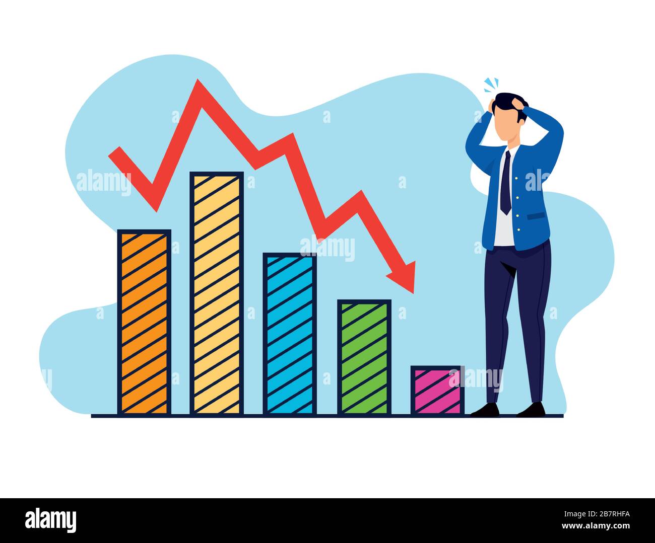 stock market crash with businessman and infographics Stock Vector ...