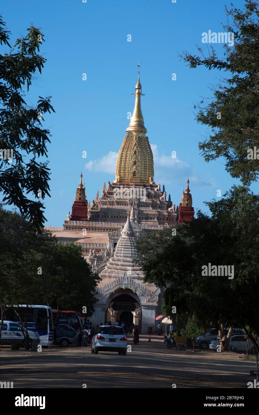 Myanmar: Bagan- General-View of Ananda Temple.Build by Kyansittha, it got completed in 1090 A.D. Stock Photo