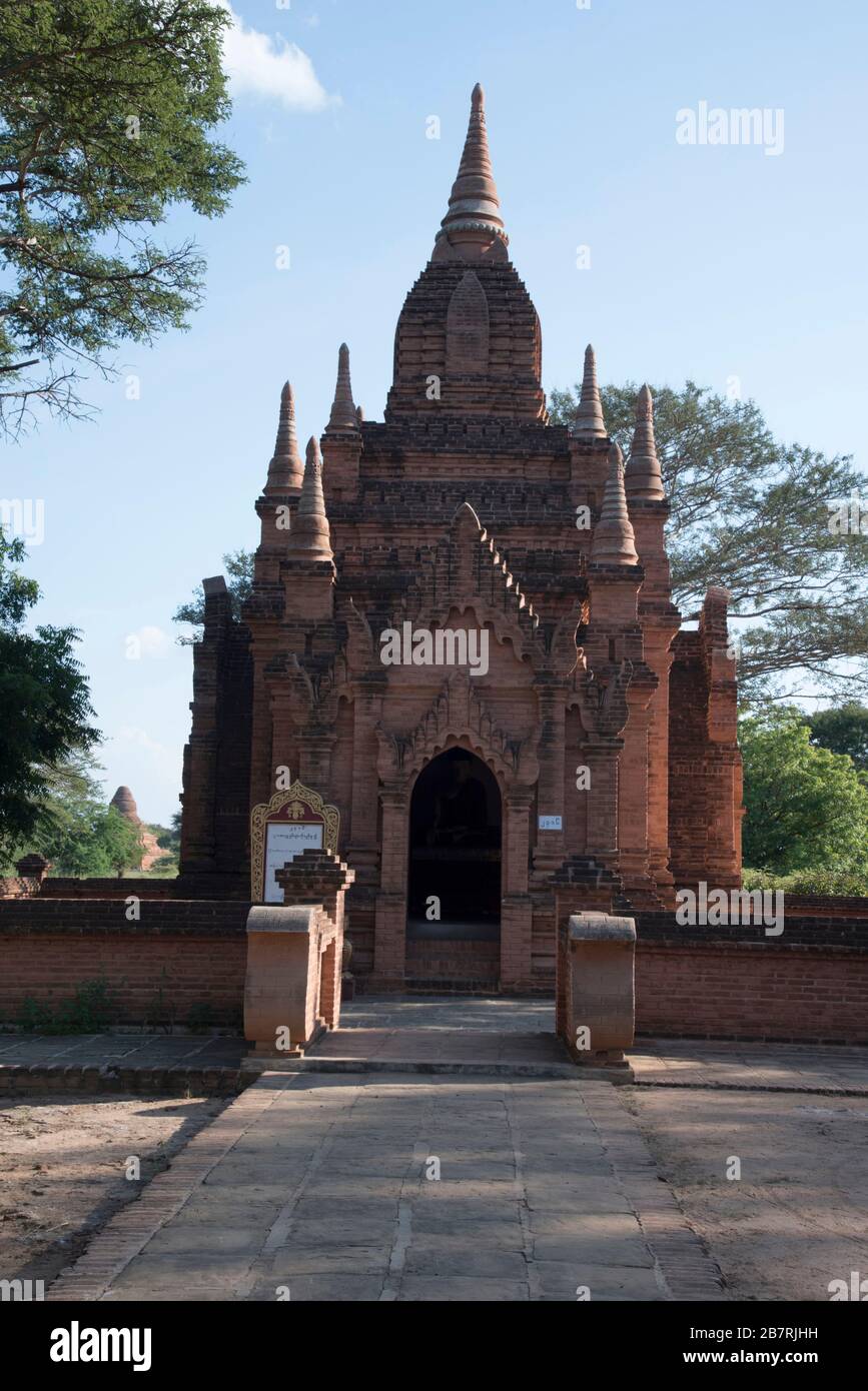 Myanmar: Bagan- A considerable small temple dedicated to Lord Buddha, close to Ananda temple. It consistes of miniature turettes along with the shikar Stock Photo