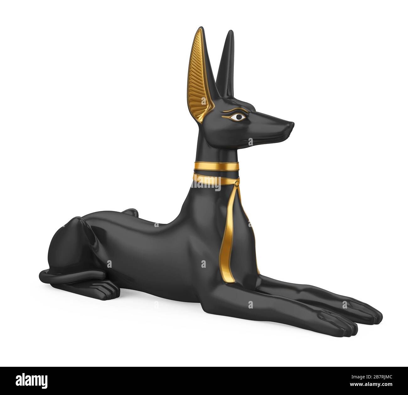 Statue of Mythology Jackal Anubis Sky and Clouds Stock Image