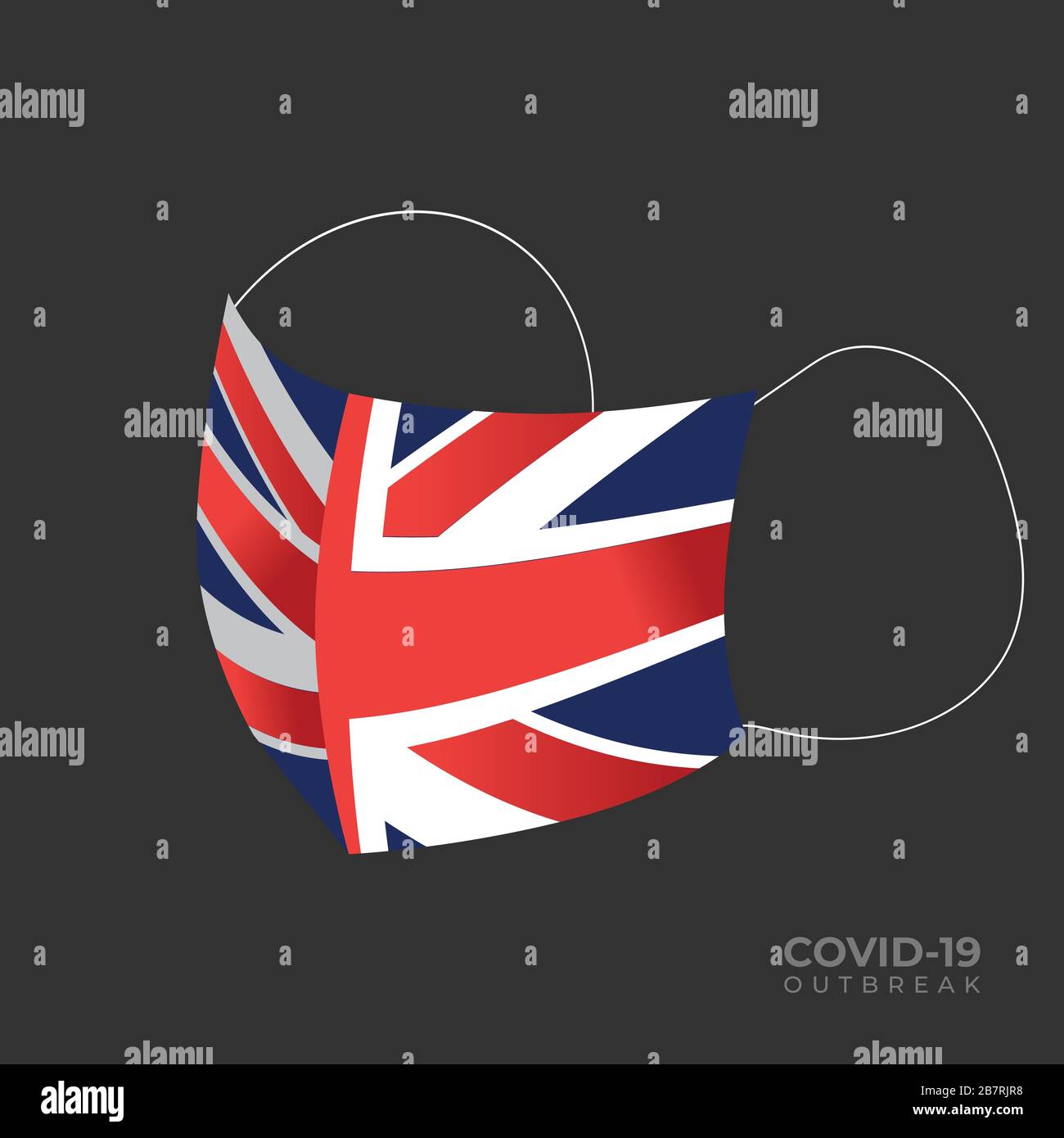 COVID-19 Protection Vector Mask with the UK flag Stock Vector
