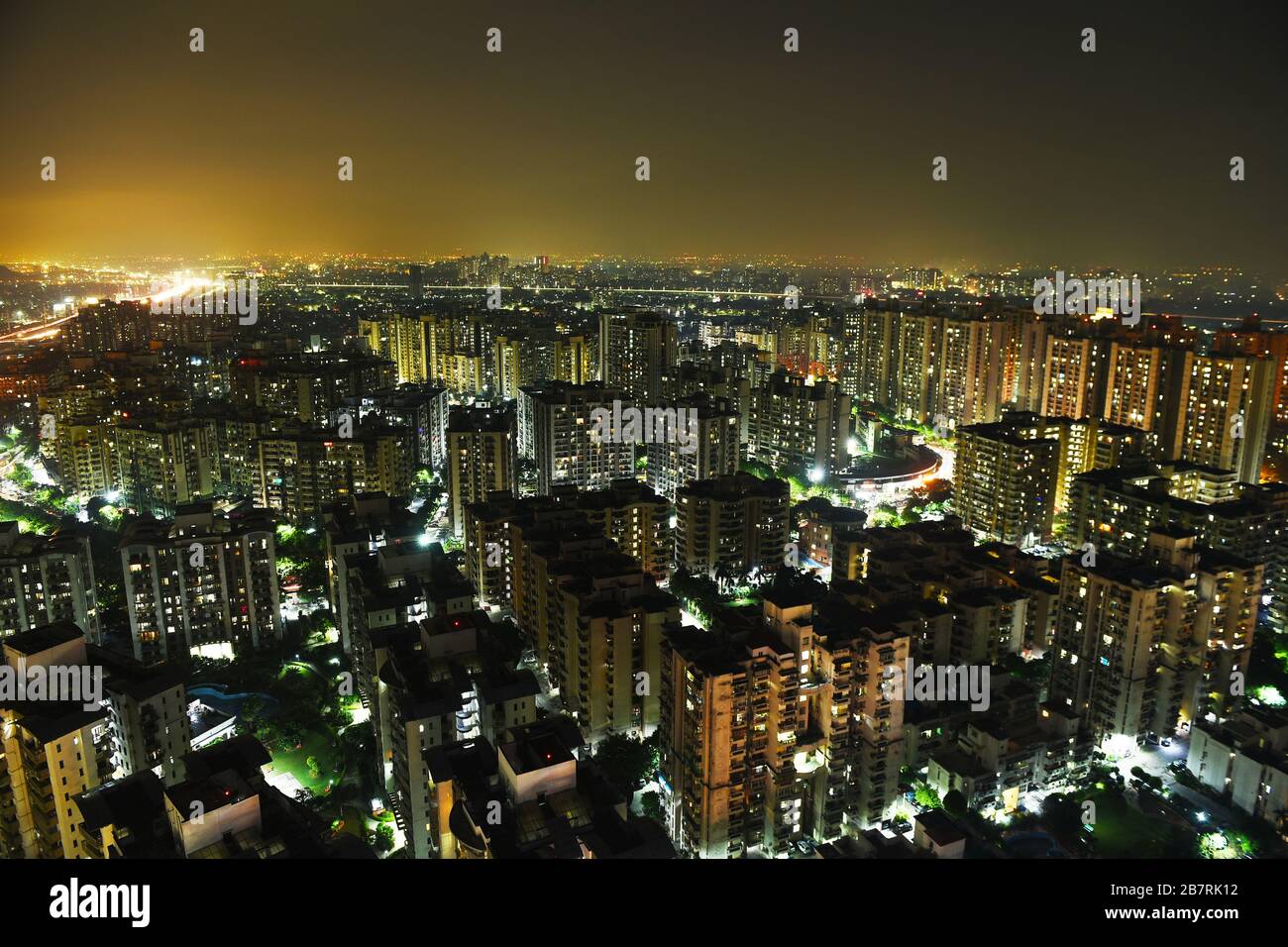 Beautiful Cityscape of Noida -ndirapuram India - Bird Eye View of City Stock Photo