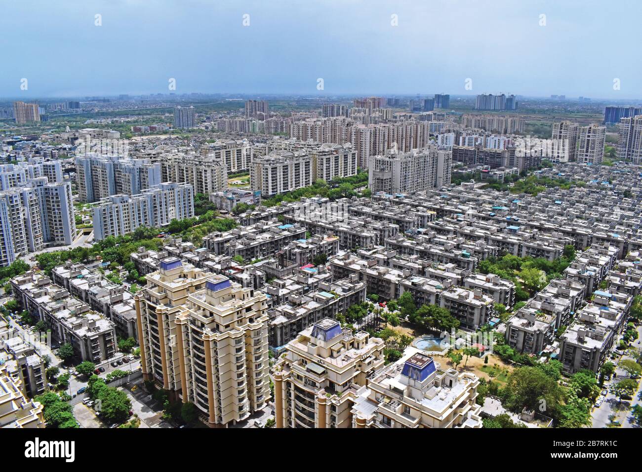 Beautiful Cityscape of Noida -ndirapuram India - Bird Eye View of City Stock Photo