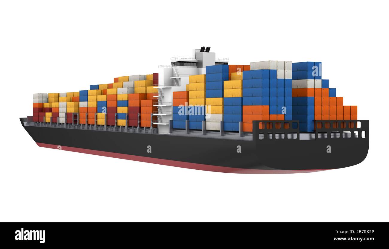 Container Ship Isolated Stock Photo