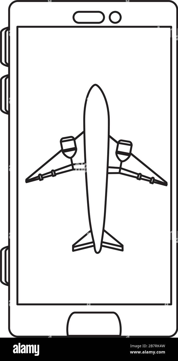 smartphone with airplane in screen Stock Vector Image &amp; Art - Alamy