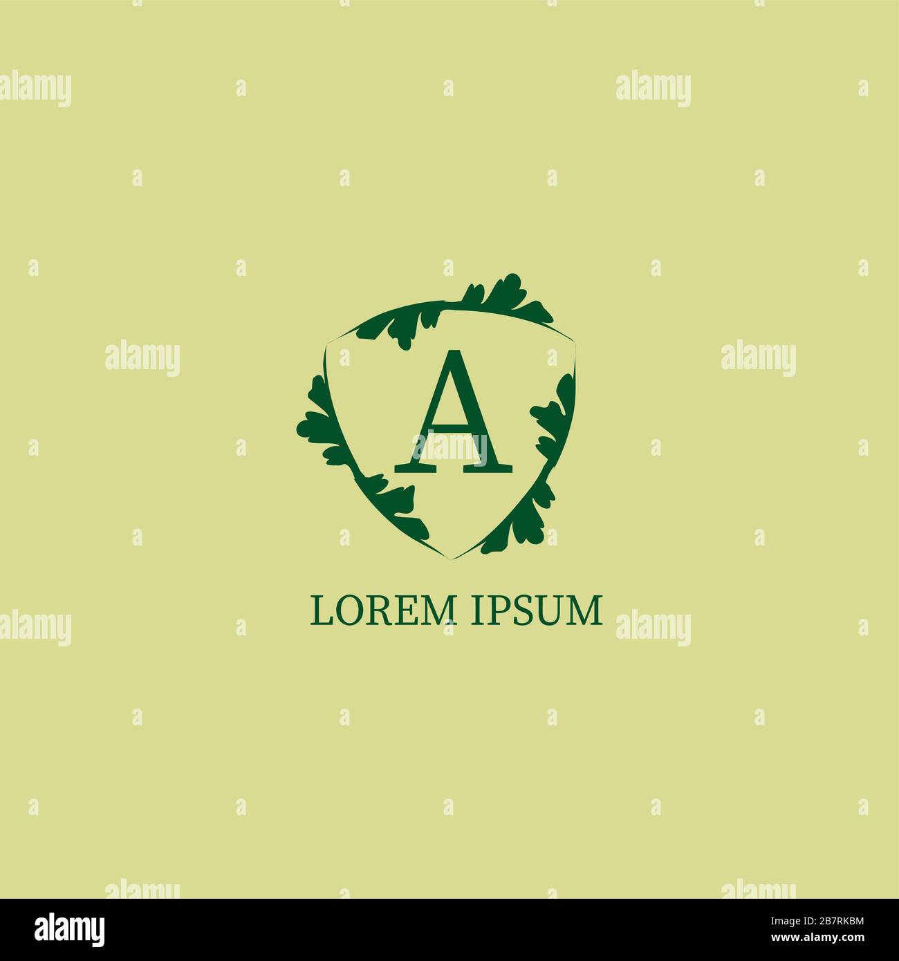 Letter A alphabetic logo design template isolated on green beige color ...