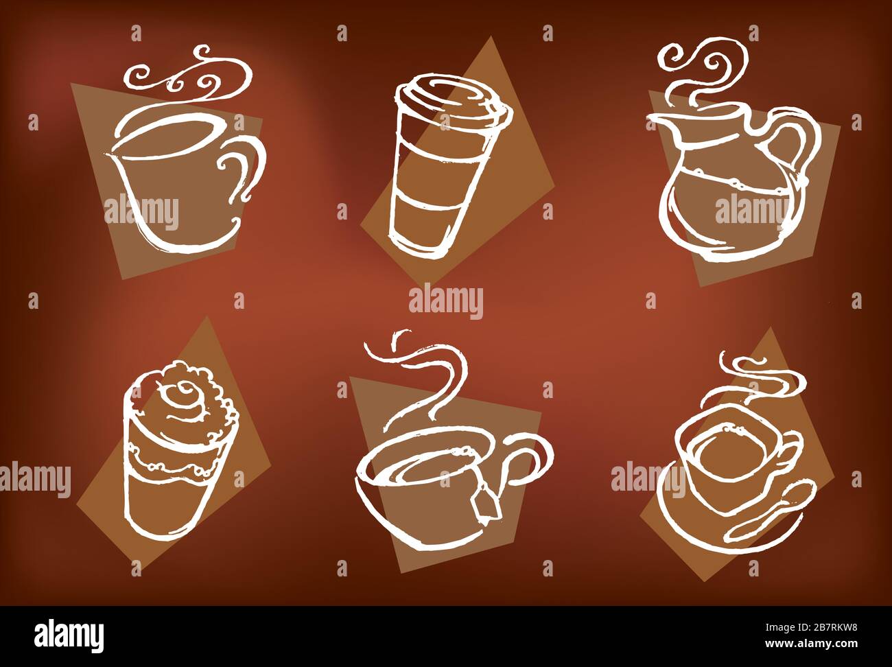 Collection of Coffee Icons Vector sketch of varied refreshments Stock
