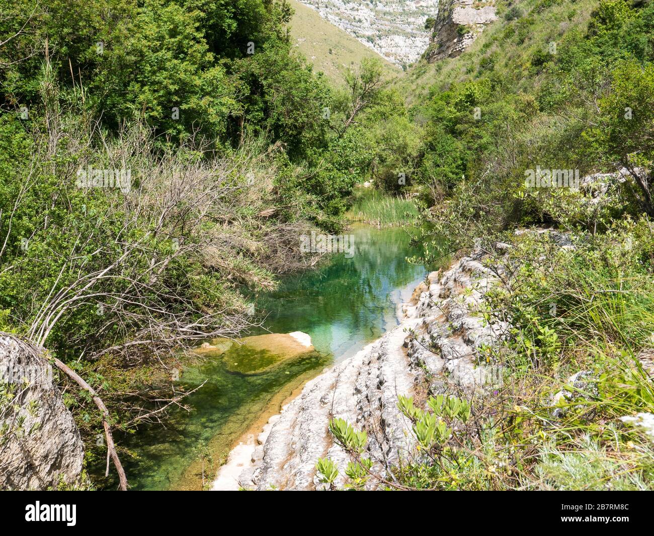 Lakes of Cavagrande Avola Sicily Italy Mountains trail, natural lakes