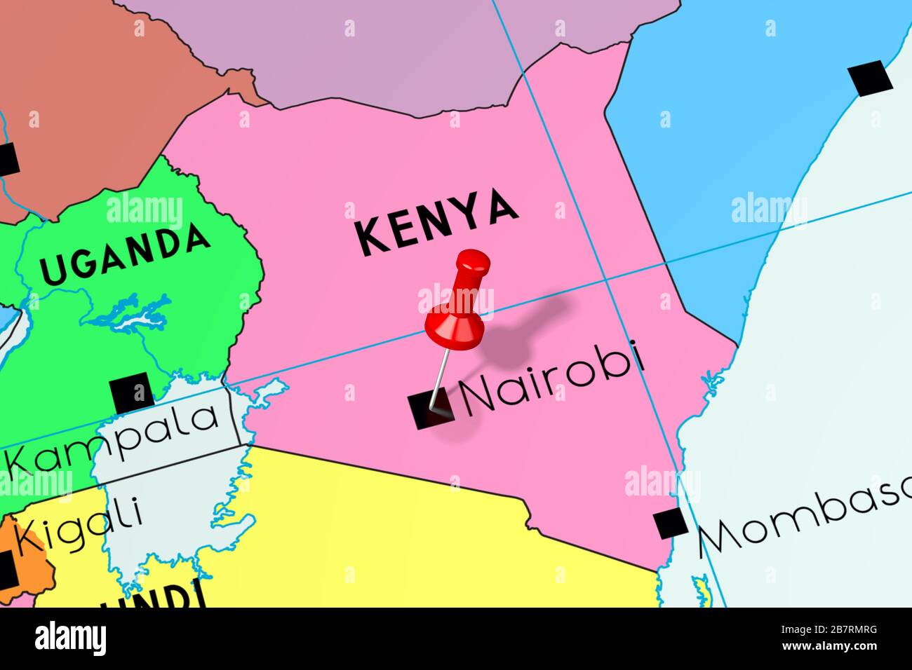 Kenya, Nairobi capital city, pinned on political map Stock Photo Alamy