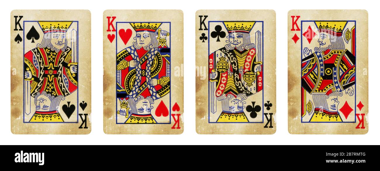 Four Kings Vintage Playing Cards isolated on white Stock Photo Alamy