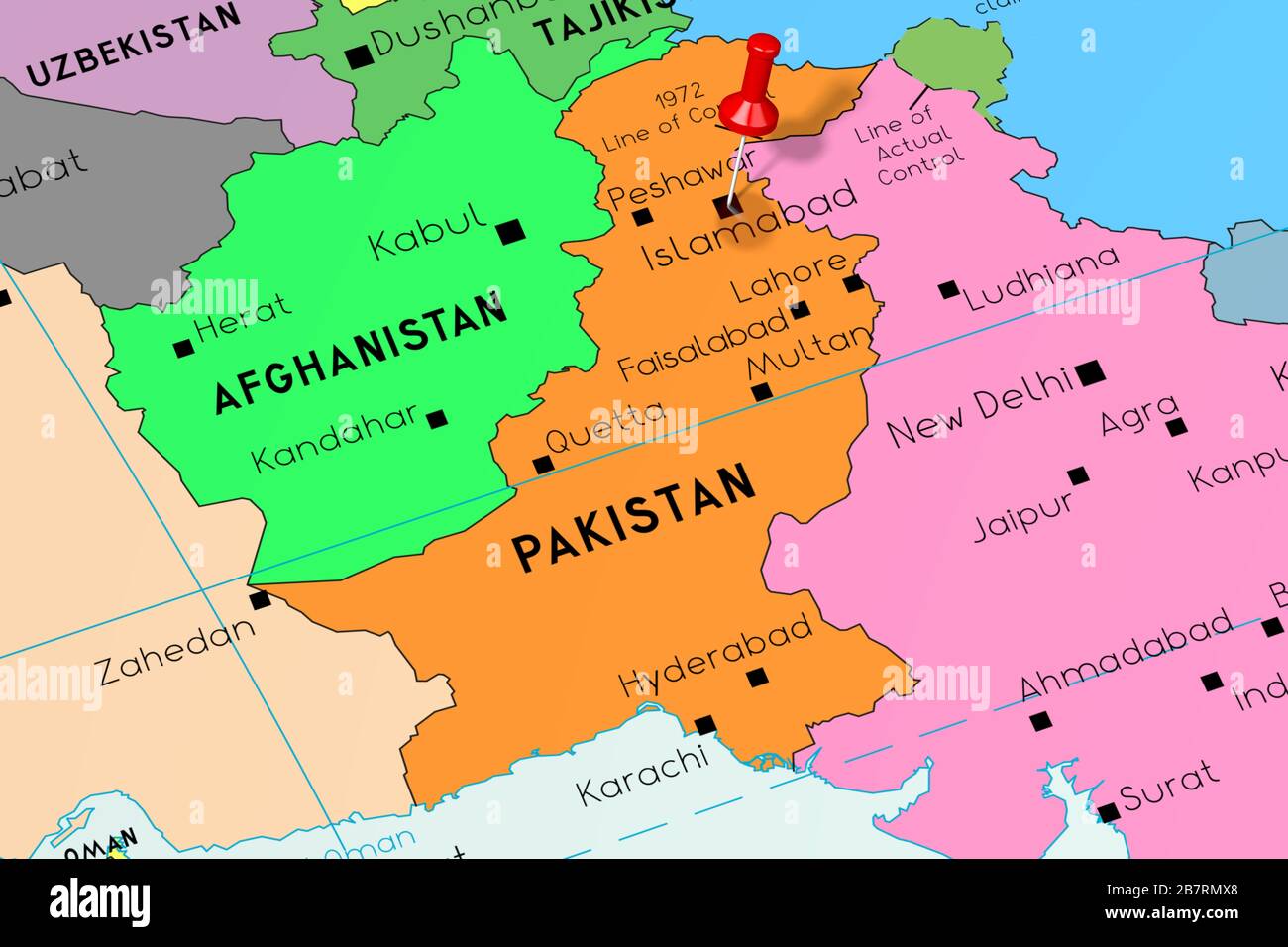 Pakistan, Islamabad - capital city, pinned on political map Stock Photo 