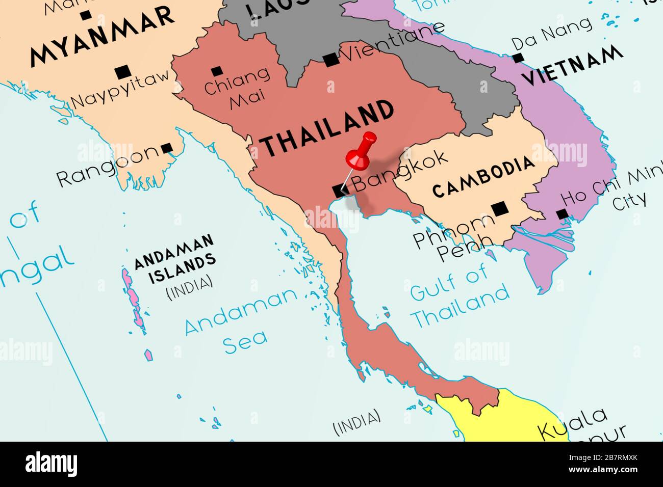 Thailand Political Map With Capital Bangkok, National, 52 OFF