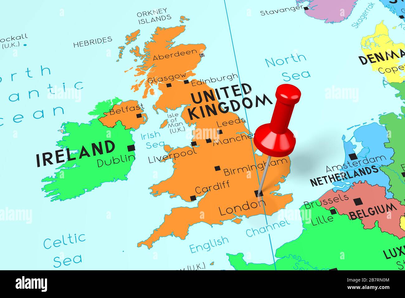 United Kingdom London Capital City Pinned On Political Map Stock