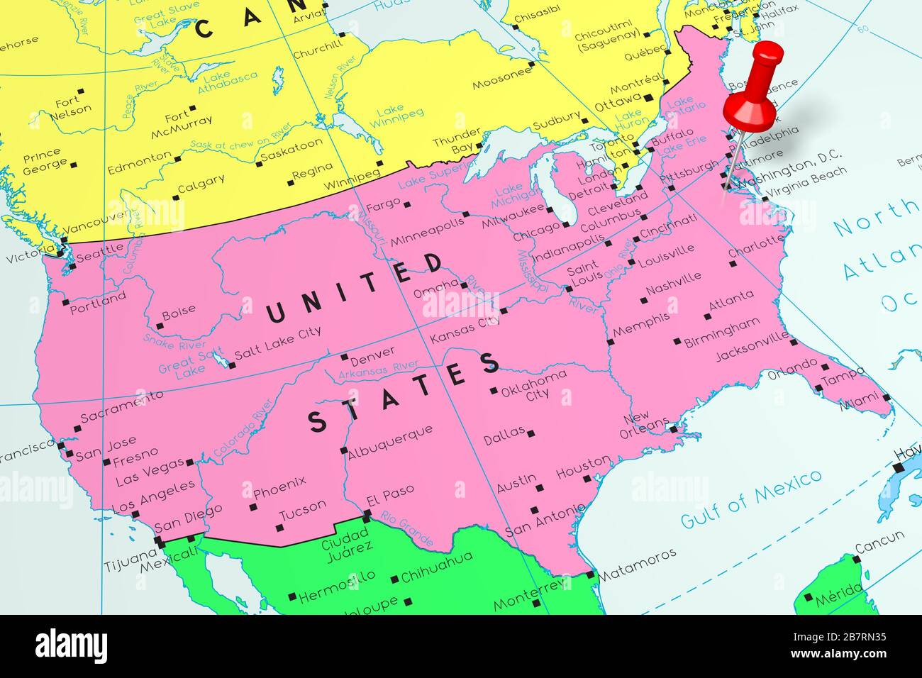 Washington Dc In World Map United States Of America/ Usa, Washington D.c - Capital City, Pinned On  Political Map Stock Photo - Alamy