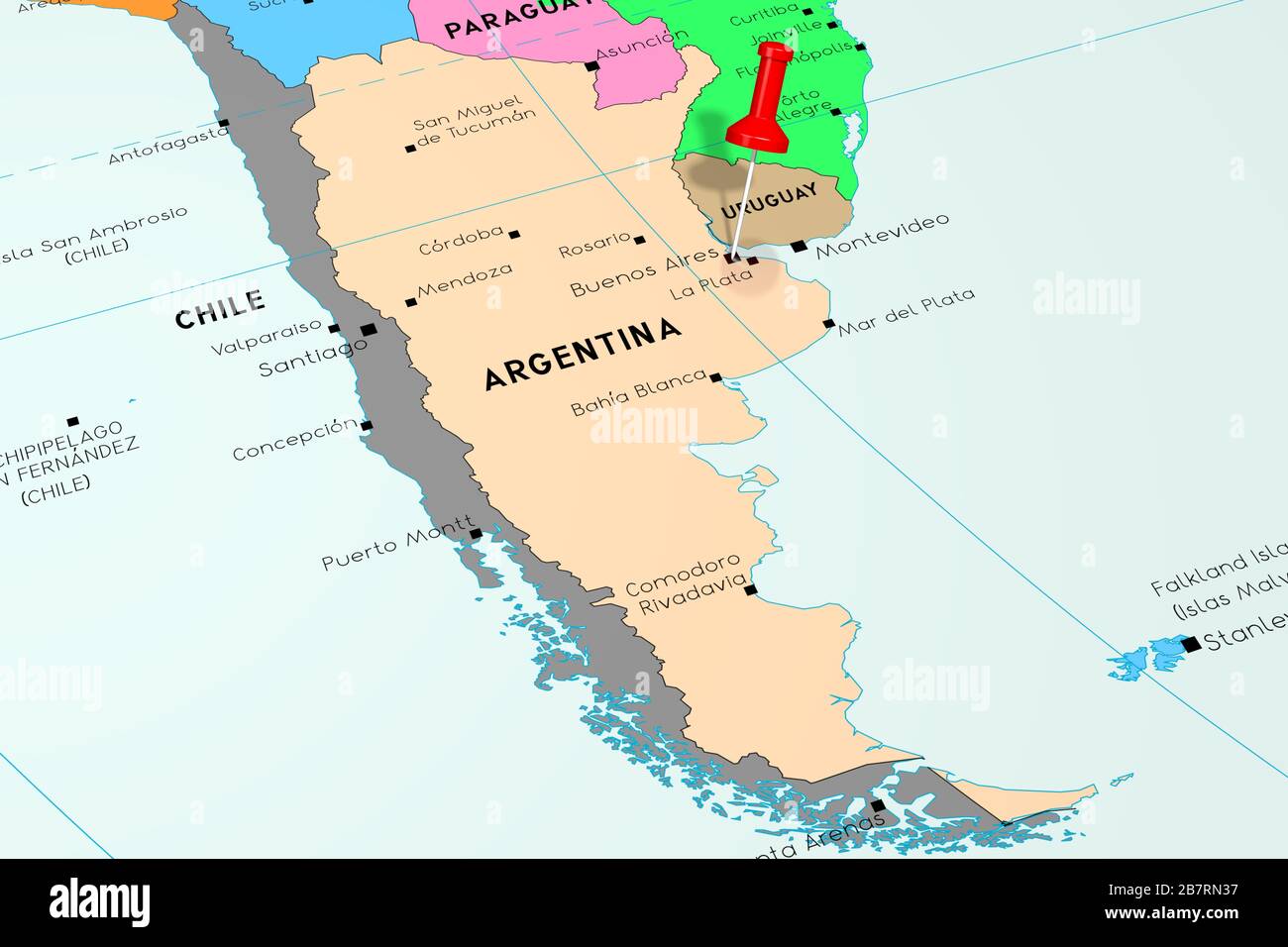 Argentina, Buenos Aires - capital city, pinned on political map Stock Photo