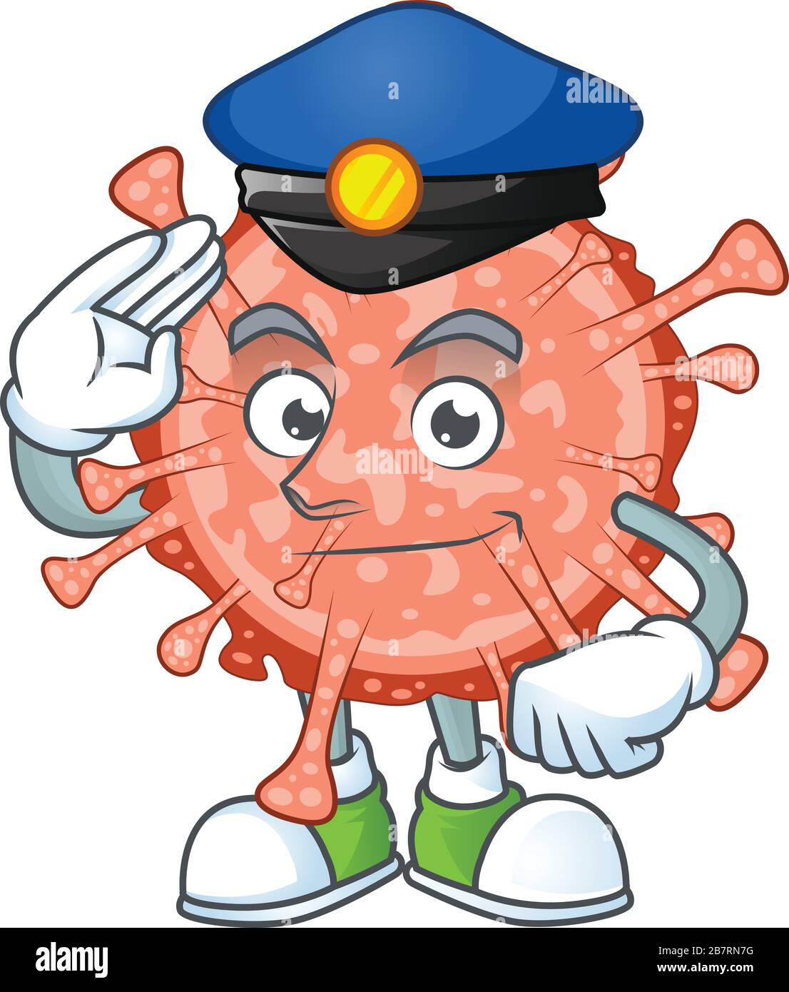 A cartoon of bulbul coronavirus dressed as a Police officer Stock ...