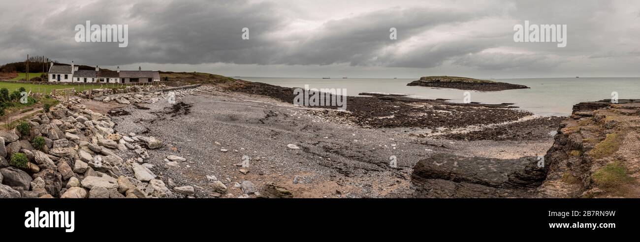 The coast of Anglesey at Moelfre, North Wales Stock Photo