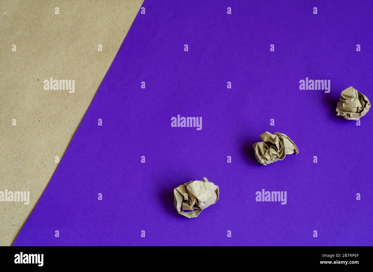 Two-color abstract background with pieces of crumpled paper. Multitask ...