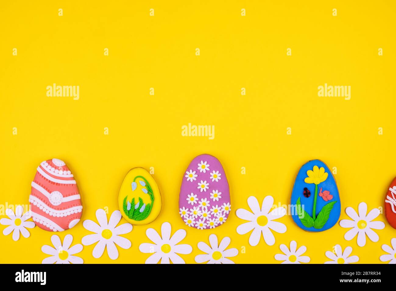 Easter cookies on a bright yellow background Stock Photo