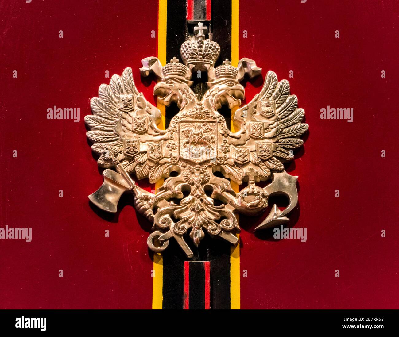 Premium Photo  Flag and the coat of arms of russia background for