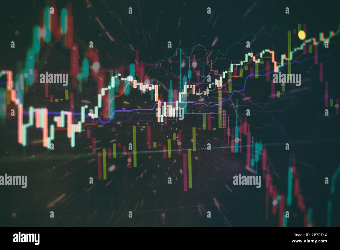 The fall of coronavirus exchanges . forex trading graph and candlestick