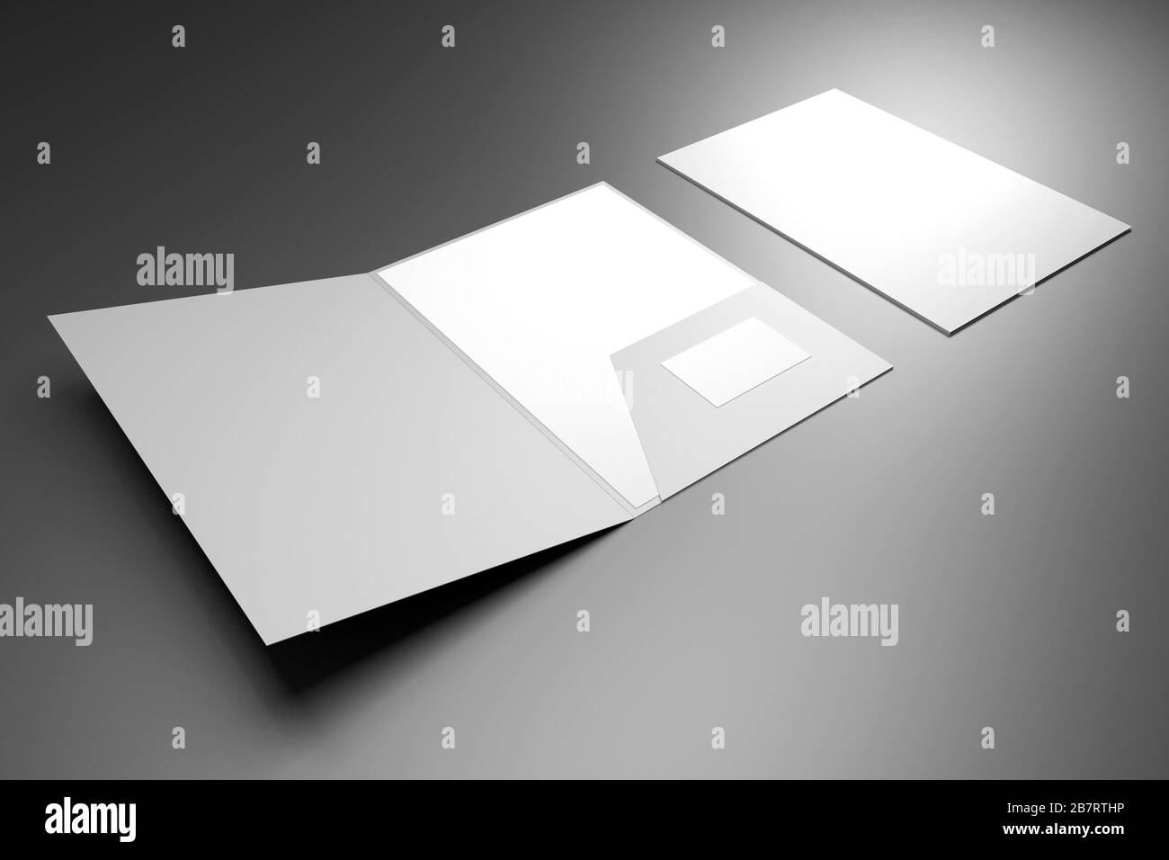 File folder mockup - front cover and opened - 3D rendering Stock Photo ...