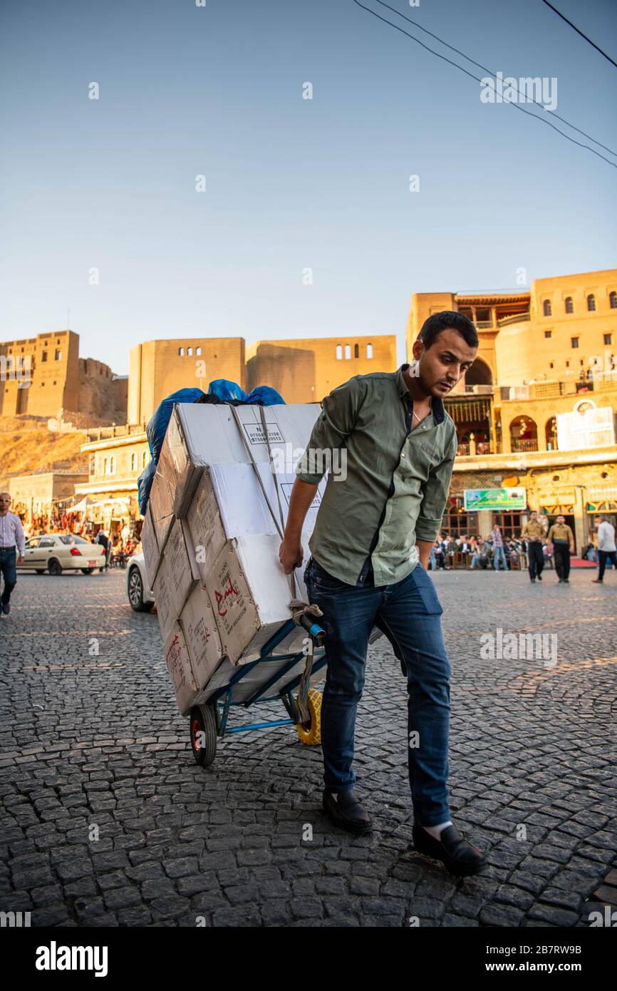 Iraq, Iraqi Kurdistan, Arbil, Erbil. In the background is Erbil Qalat