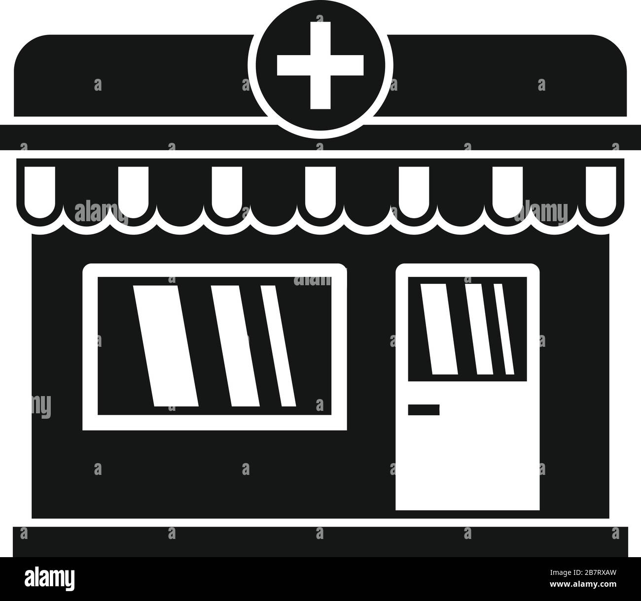 Street pharmacy shop icon. Simple illustration of street pharmacy shop vector icon for web design isolated on white background Stock Vector