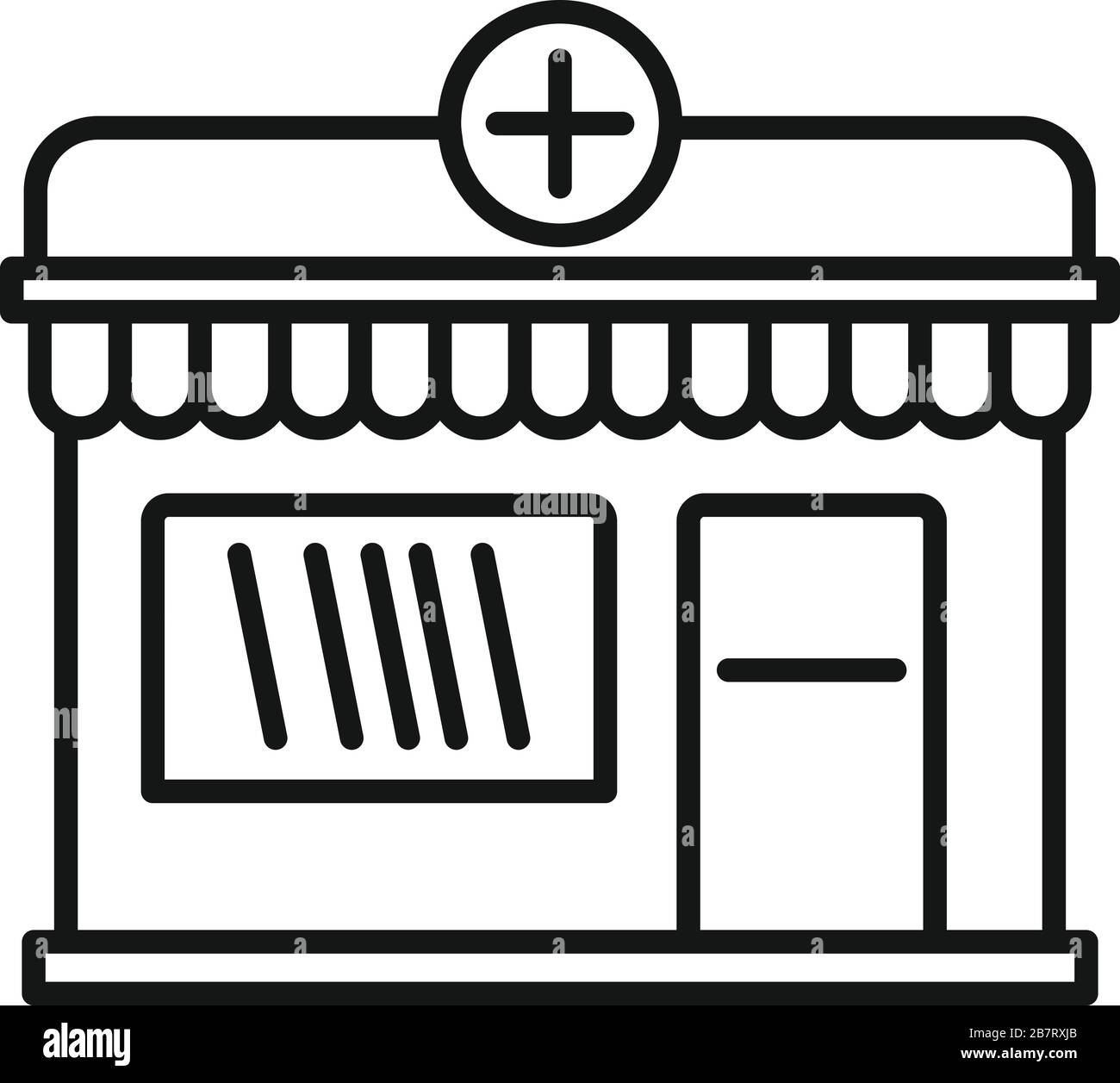 Street pharmacy shop icon. Outline street pharmacy shop vector icon for web design isolated on white background Stock Vector