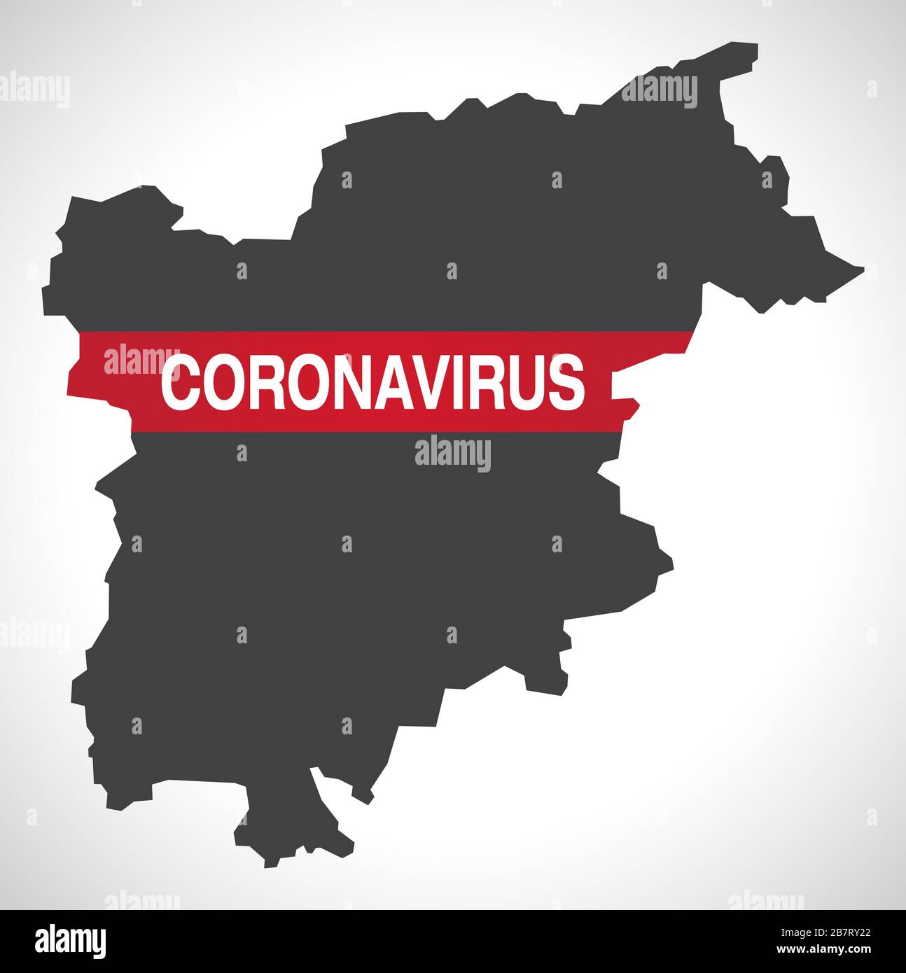 Trentino-South Tyrol ITALY region map with Coronavirus warning illustration Stock Vector