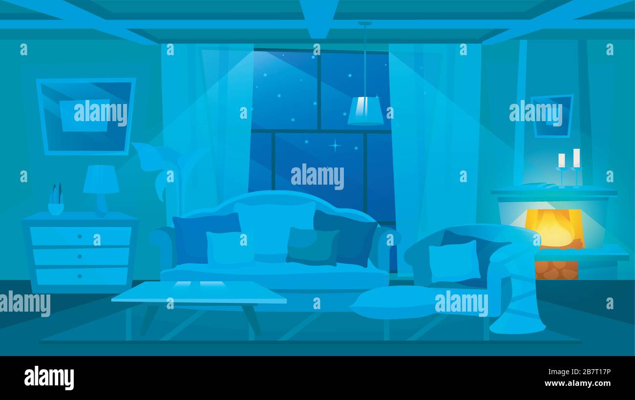 Classic living room interior flat vector illustration Stock Vector ...