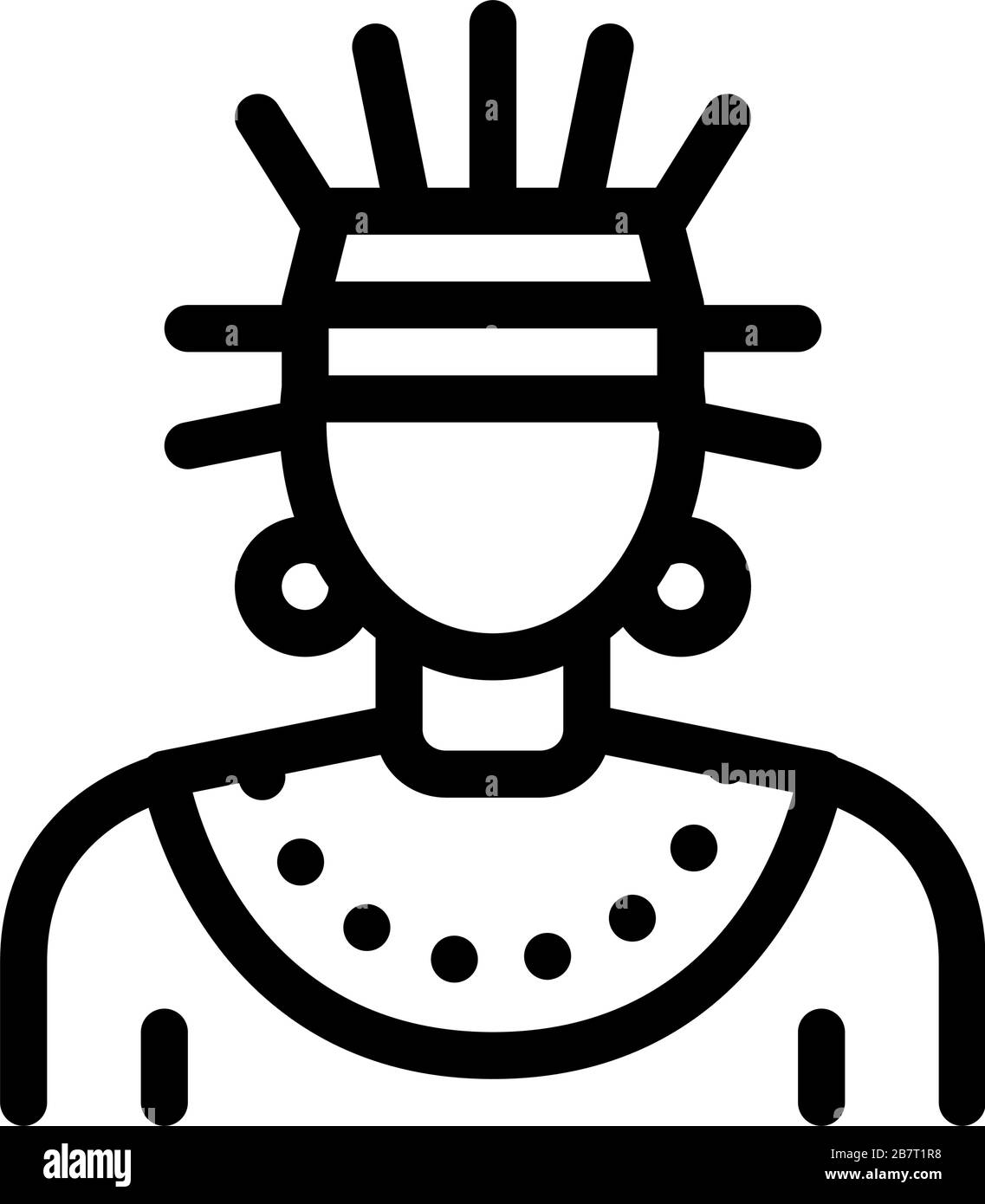 Aztec Shaman Icon Vector Outline Illustration Stock Vector
