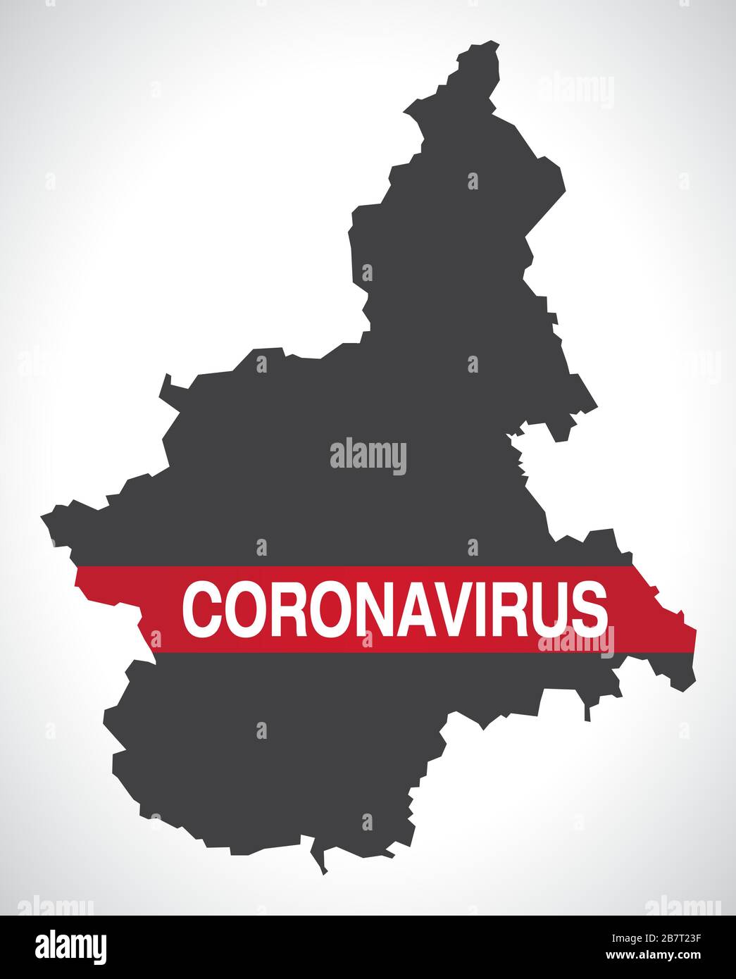 Piedmont ITALY region map with Coronavirus warning illustration Stock Vector
