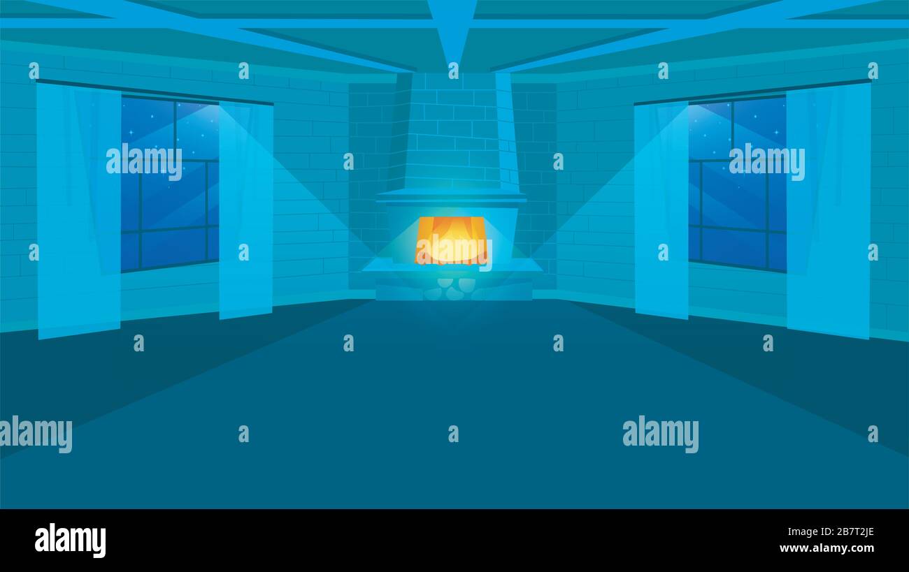 Fireplace in room flat vector illustration Stock Vector