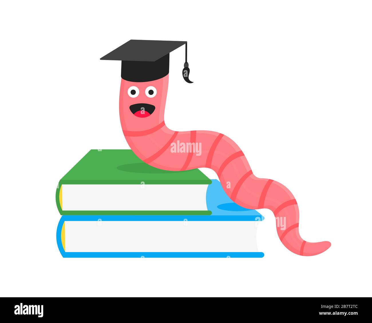 Cartoon style earthworm with book and glasses vector illustration ...