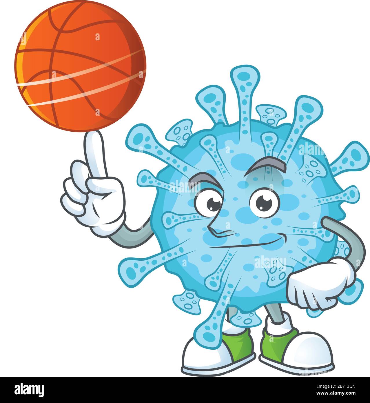Attractive fever coronavirus cartoon design with basketball Stock